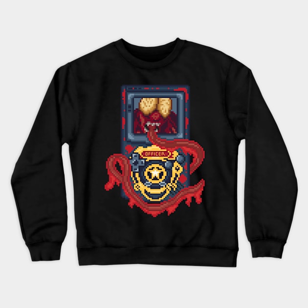 Resident Evil 2 Handheld Pixel Art Crewneck Sweatshirt by AlleenasPixels